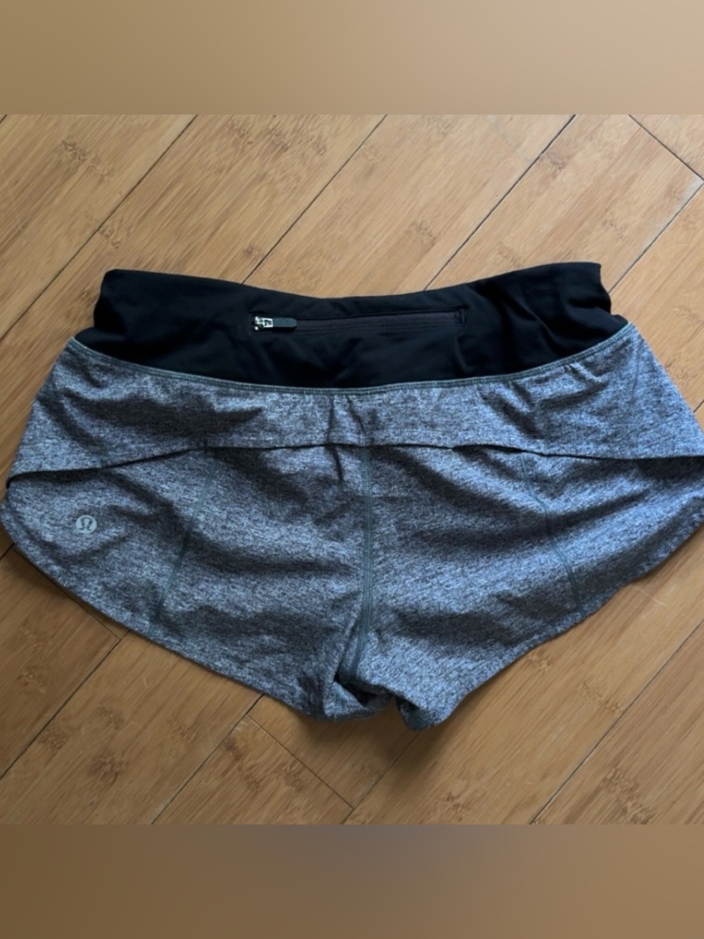 lululemon athletica Gray Heather Shorts with Black Waistband - Picture 2 of 2